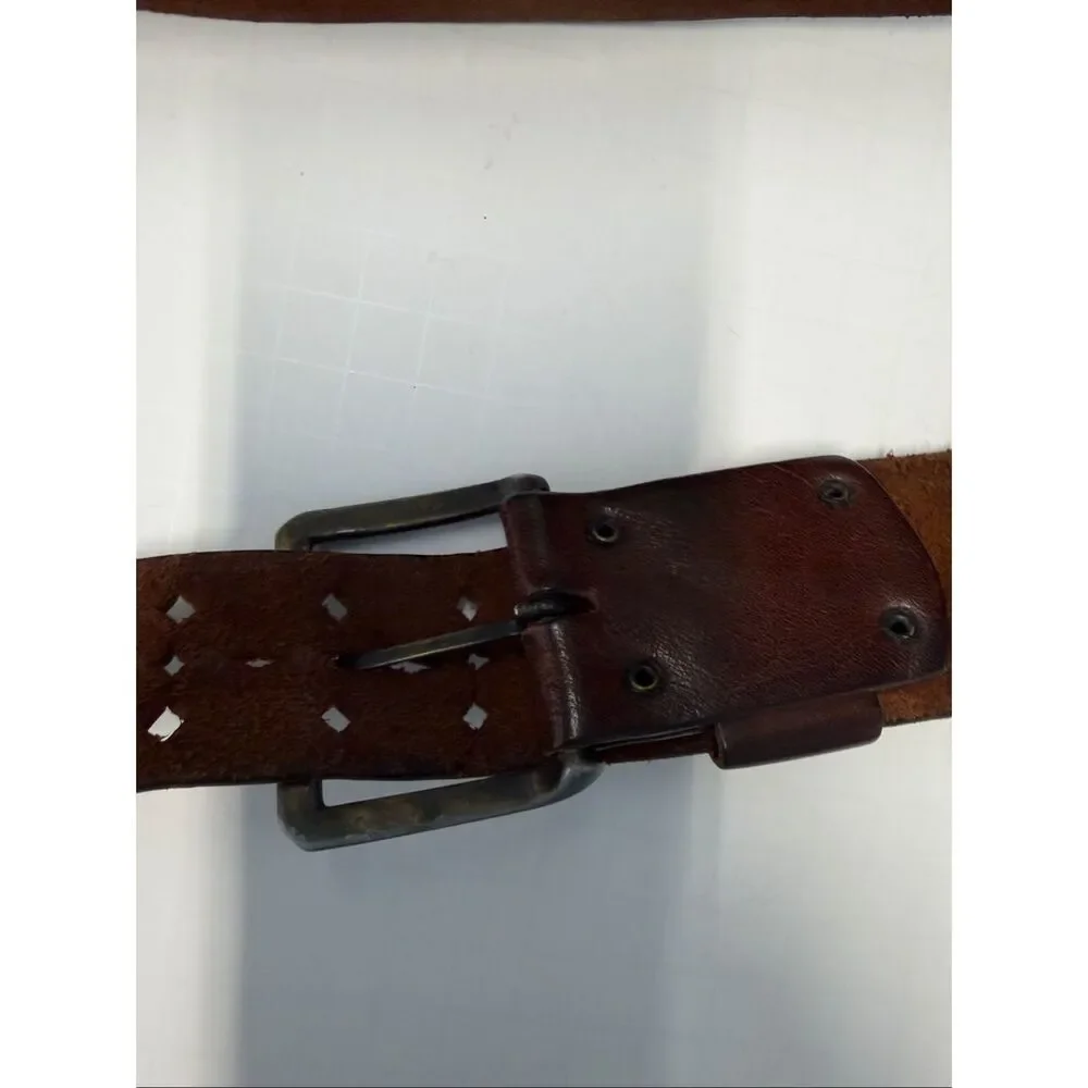 Brown Leather Perforated a belt unisex 39” Long
